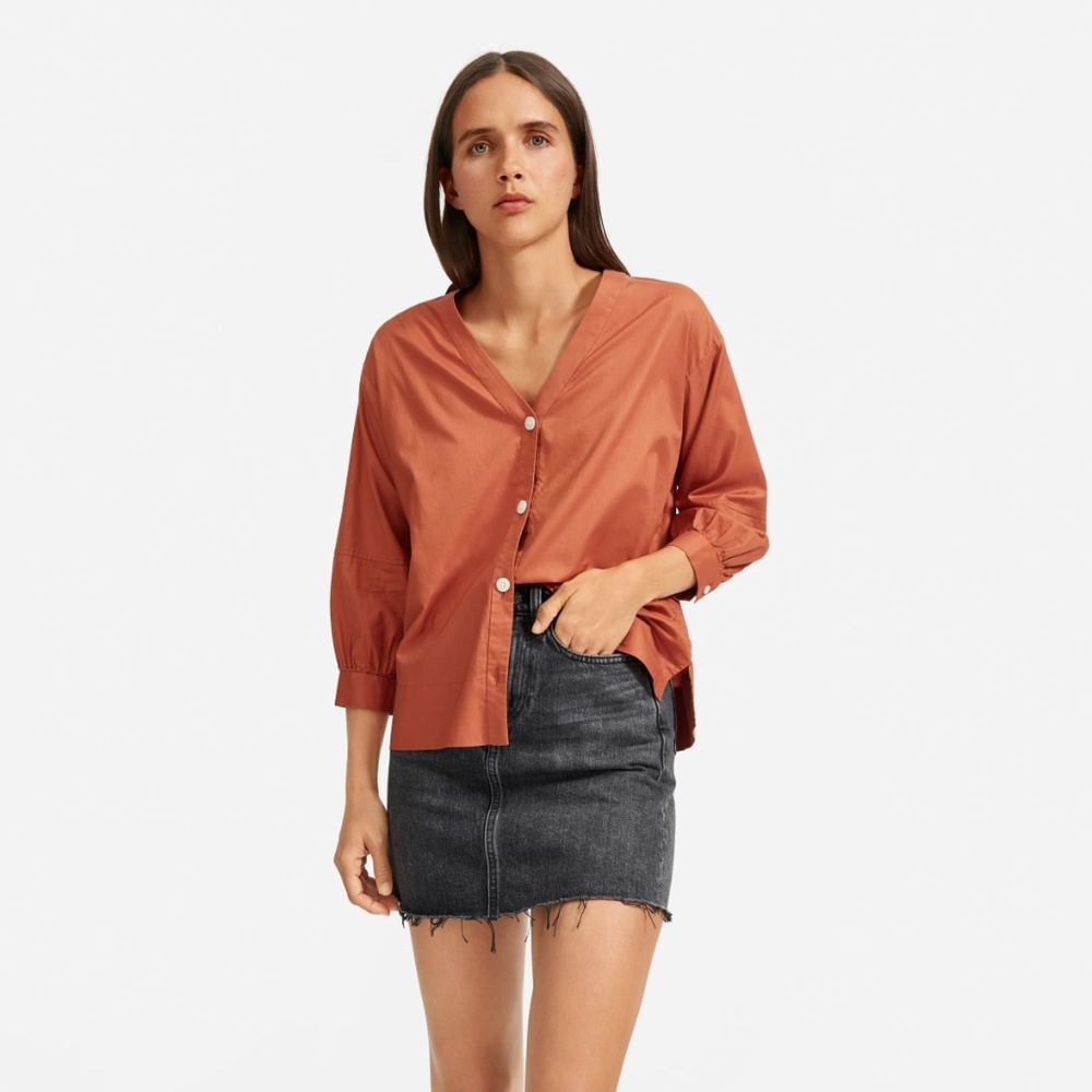 Everlane Silky Cotton Lantern Top Size 00